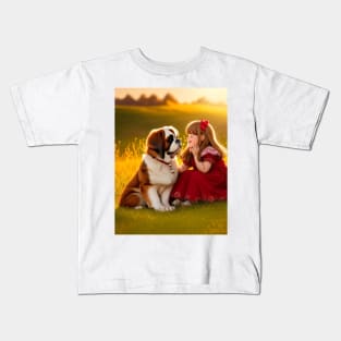 child hanging out with a dog. Kids T-Shirt